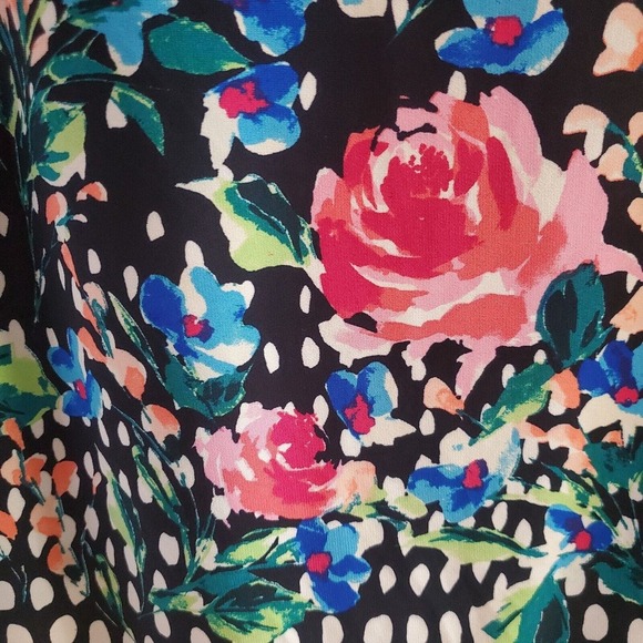 ELIZA J NEW YORK Dress Women's Size 6 Short Sleeved Black Floral Zip Closure - Picture 3 of 4